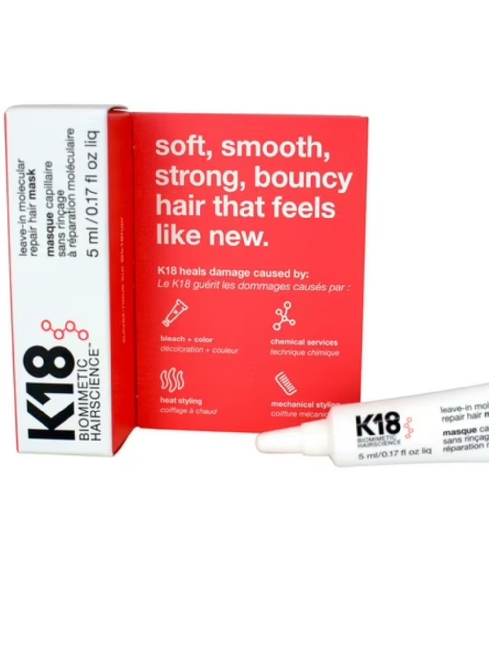 K18 Red Leave-In Molecular Repair Hair Mask - Travel Size